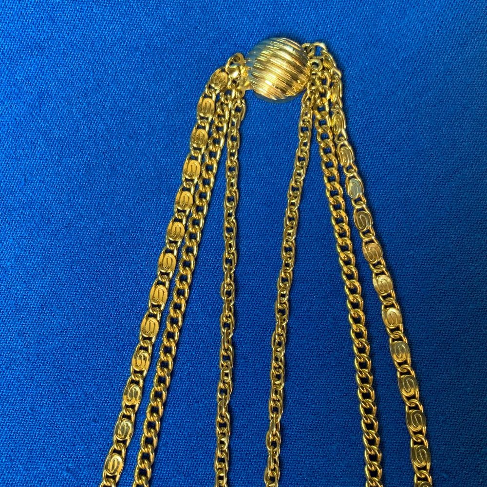 Gold Toned Three Chain and Pendant Necklace - Picture 4 of 7